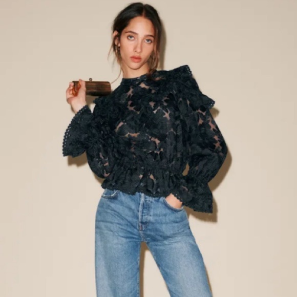 Reformation Tops - Reformation The Collection Carlisle Black Lace Blouse Romantic Feminine Top NWT